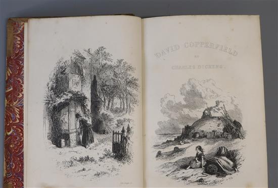 Dickens, Charles - David Copperfield, 8vo, half calf, 38 plates by H.K. Browne, Chapman and Hall, London [1860], and A Christmas Carol,